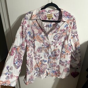 💜 18W Gold Label Non Iron Colorful Paisley Button Down Shirt